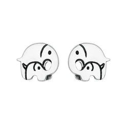 Silver Elephant Stud Earrings