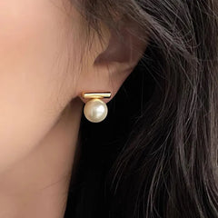 Women's Metal Pearl Stud Earrings