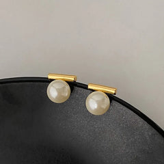 Women's Metal Pearl Stud Earrings