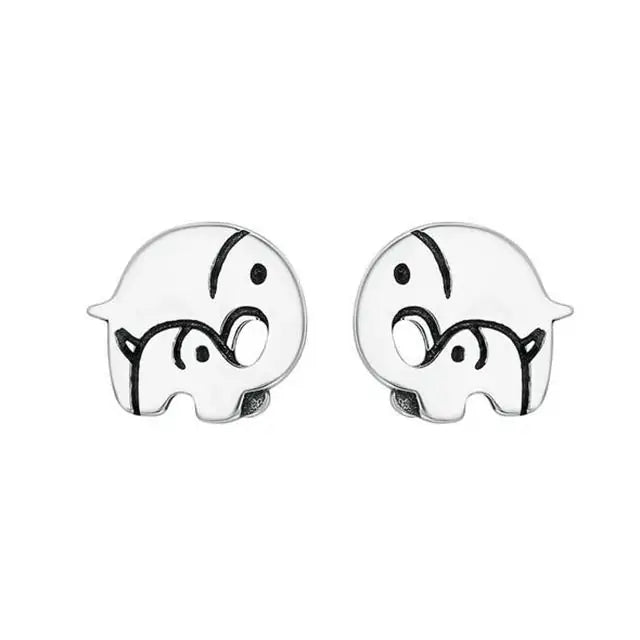 Silver Elephant Stud Earrings